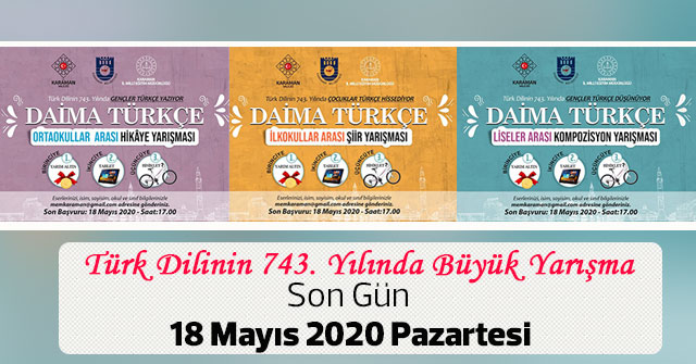 Türk Dilinin 743. Yılında Büyük Yarışma