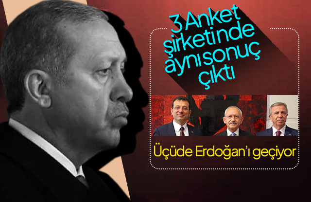 3 Anket şirketin sonucunda 3 aday da Erdoğan'ı yeniyor