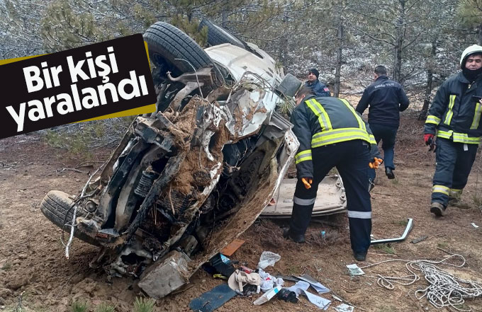 Karaman’da kamyonet devrildi: 1 yaralı